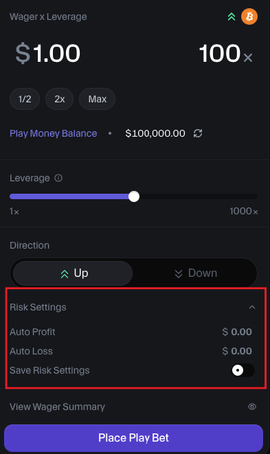 Moon risk settings